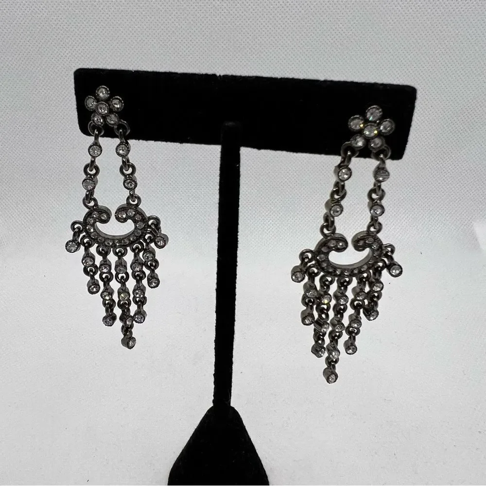 Chandelier rhinestone studded dramatic statement post earrings